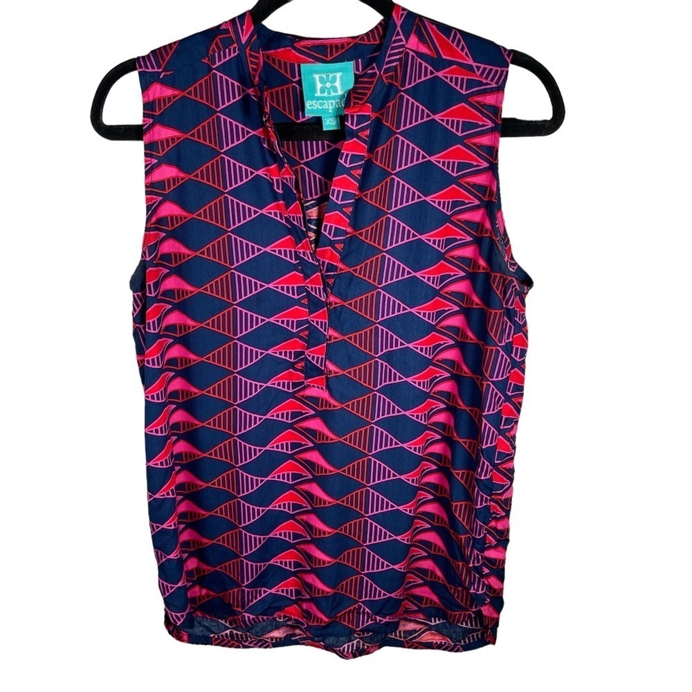 ESCAPADA Sleeveless Geometric Print Top Size XS Blue and Purple
